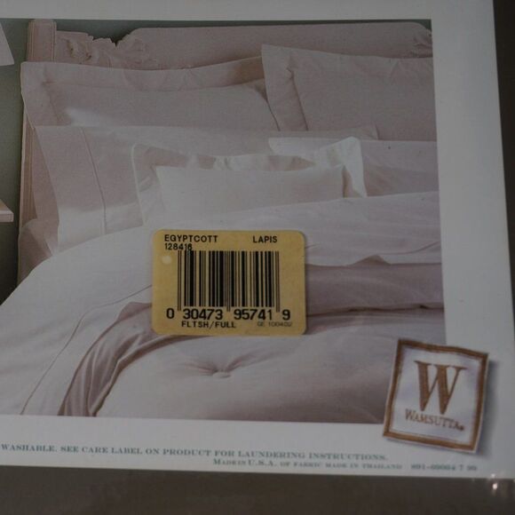 Wamsutta Egyptian Cotton Full Flat Sheet 250 Thread Count Lapis Blue Sealed NOS - Picture 5 of 6